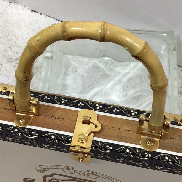 Cigar box satchel London Paris sequins - Picture 4 of 7